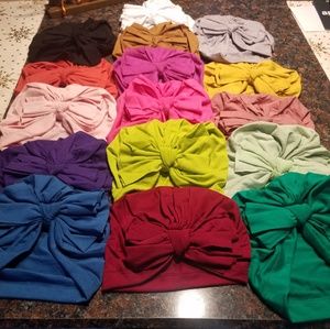 Baby turbans with bows, various colors
